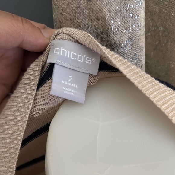 Chico’s Beige and Black Striped Sweater - Picture 6 of 6